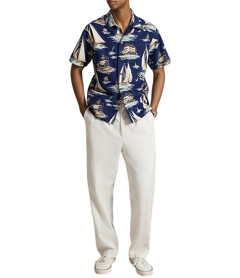 Polo Ralph Lauren Classic Fit Sailboat Print Short Sleeve Woven Camp Shirt