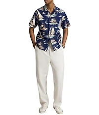 Polo Ralph Lauren Classic Fit Sailboat Print Short Sleeve Woven Camp Shirt