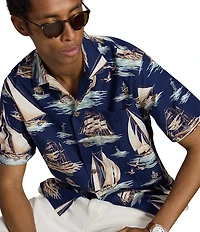 Polo Ralph Lauren Classic Fit Sailboat Print Short Sleeve Woven Camp Shirt