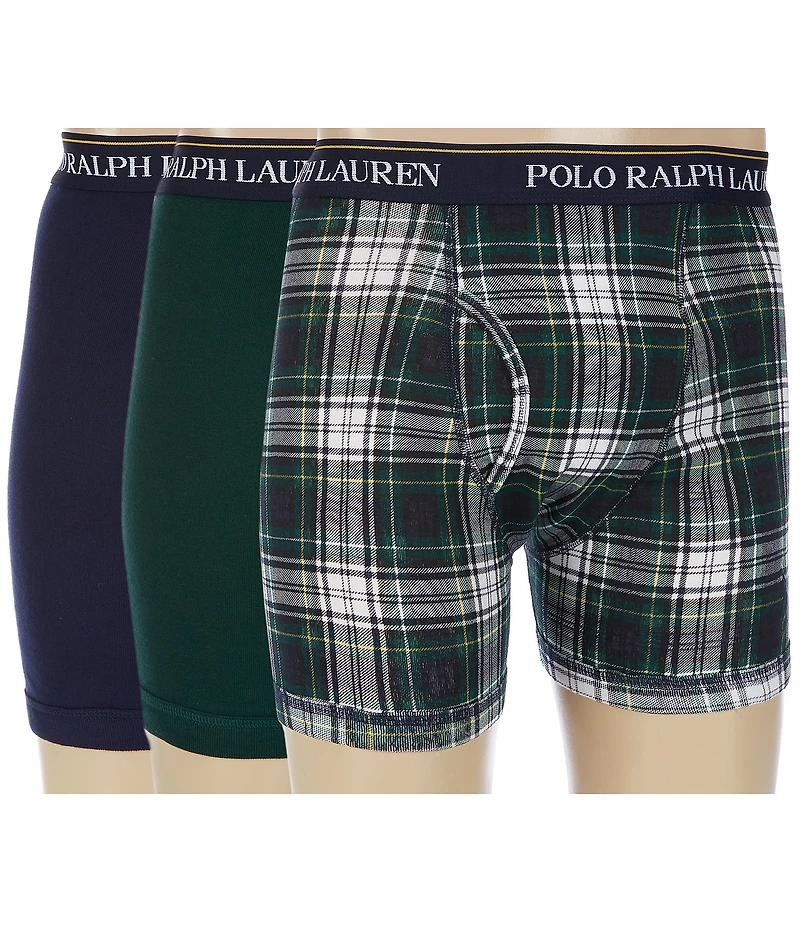 Polo Ralph Lauren Classic-Fit Solid/Plaid Jersey Boxer Briefs 3-Pack