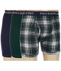 Polo Ralph Lauren Classic-Fit Solid/Plaid Jersey Boxer Briefs 3-Pack