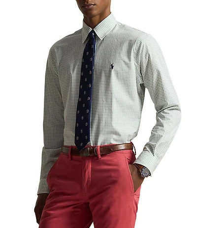 Polo Ralph Lauren Classic-Fit Stretch Checked Poplin Long Sleeve Woven Shirt