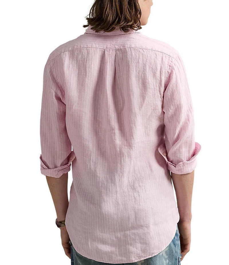 Polo Ralph Lauren Classic Fit Stripe Linen Long Sleeve Woven Shirt