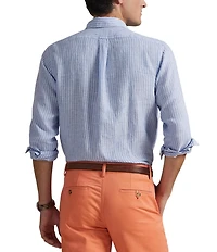 Polo Ralph Lauren Classic Fit Stripe Linen Long Sleeve Woven Shirt