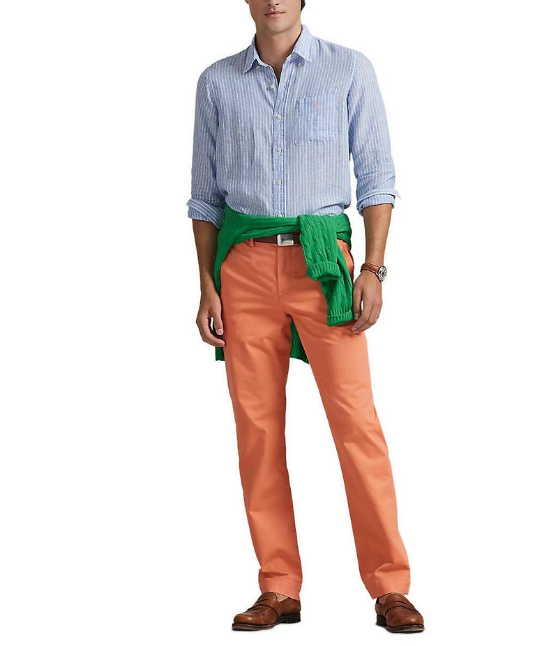 Polo Ralph Lauren Classic Fit Stripe Linen Long Sleeve Woven Shirt