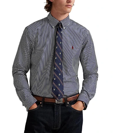 Polo Ralph Lauren Classic Fit Stripe Stretch Poplin Long Sleeve Woven Shirt