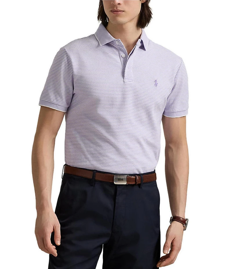Polo Ralph Lauren Classic Fit Striped Tipped Stretch Mesh Short Sleeve Polo Shirt