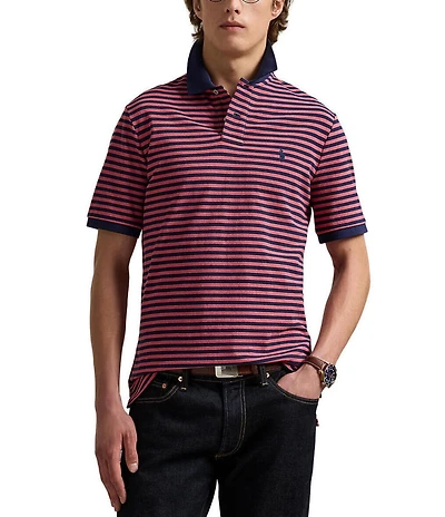 Polo Ralph Lauren Classic Fit Thin Striped Mesh Short Sleeve Polo Shirt