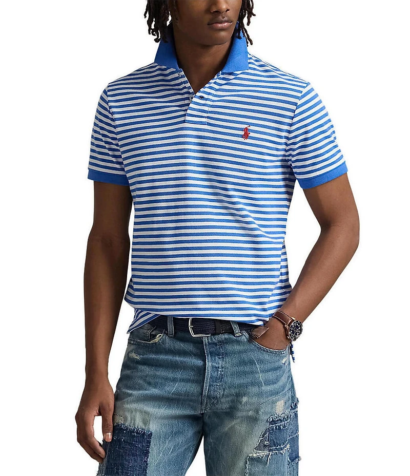 Polo Ralph Lauren Classic Fit Thin Striped Mesh Short Sleeve Polo Shirt