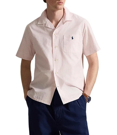 Polo Ralph Lauren Classic Fit Striped Oxford Short Sleeve Woven Camp Shirt