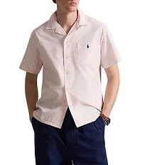 Polo Ralph Lauren Classic Fit Striped Oxford Short Sleeve Woven Camp Shirt
