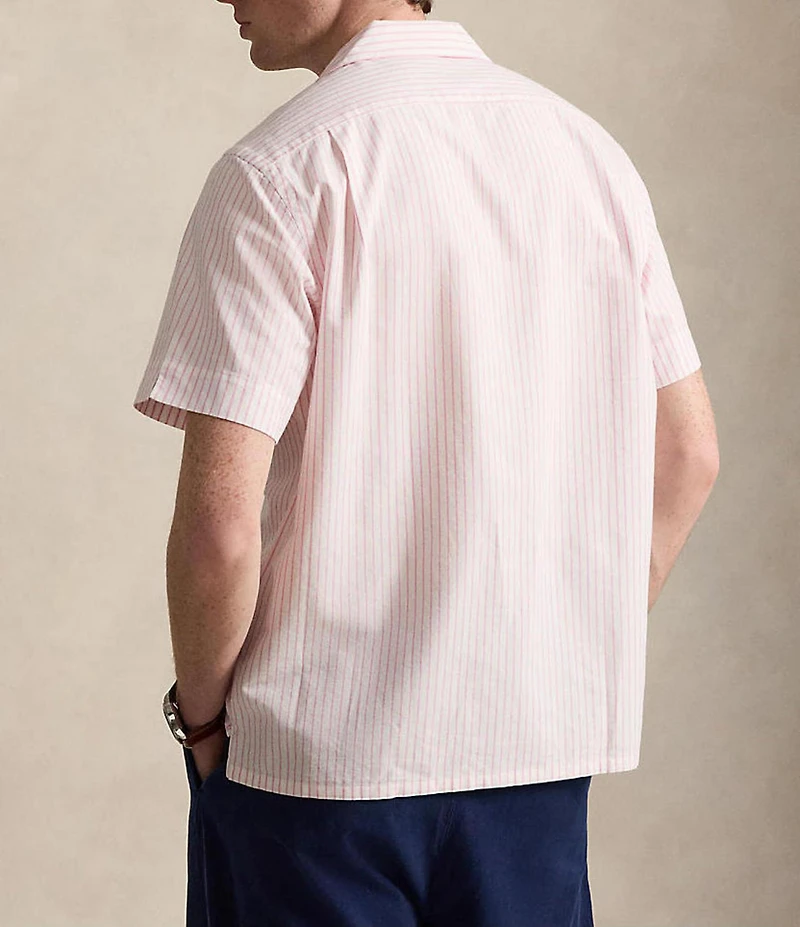 Polo Ralph Lauren Classic Fit Striped Oxford Short Sleeve Woven Camp Shirt