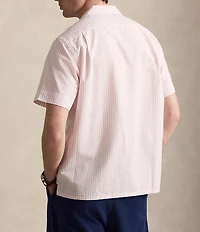 Polo Ralph Lauren Classic Fit Striped Oxford Short Sleeve Woven Camp Shirt