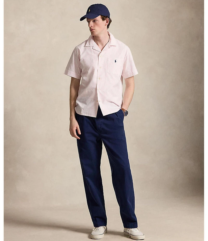 Polo Ralph Lauren Classic Fit Striped Oxford Short Sleeve Woven Camp Shirt