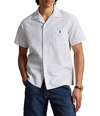 Polo Ralph Lauren Classic Fit Striped Oxford Short Sleeve Woven Camp Shirt