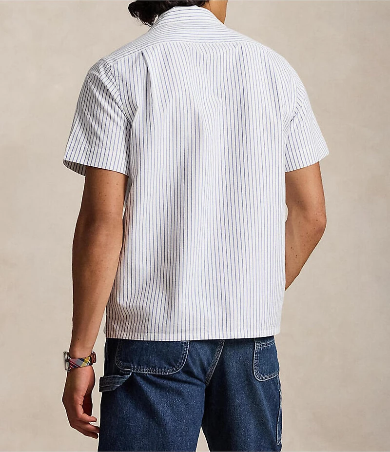Polo Ralph Lauren Classic Fit Striped Oxford Short Sleeve Woven Camp Shirt