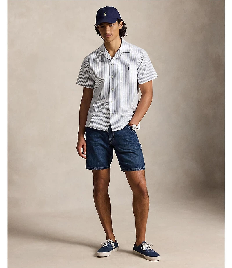 Polo Ralph Lauren Classic Fit Striped Oxford Short Sleeve Woven Camp Shirt