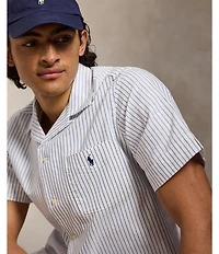 Polo Ralph Lauren Classic Fit Striped Oxford Short Sleeve Woven Camp Shirt