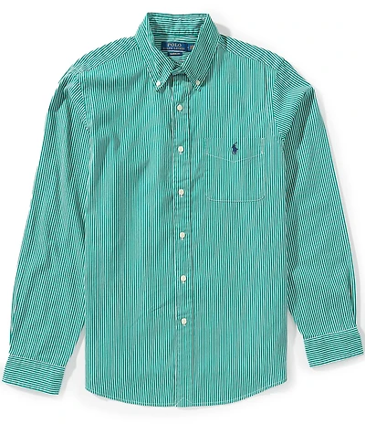 Polo Ralph Lauren Classic Fit Striped Poplin Long Sleeve Woven Shirt