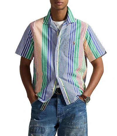 Polo Ralph Lauren Classic Fit Striped Seersucker Short Sleeve Woven Camp Shirt