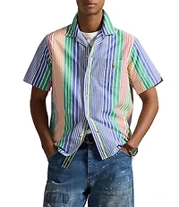 Polo Ralph Lauren Classic Fit Striped Seersucker Short Sleeve Woven Camp Shirt