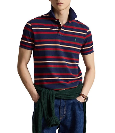 Polo Ralph Lauren Classic Fit Striped Short Sleeve Mesh Polo Shirt