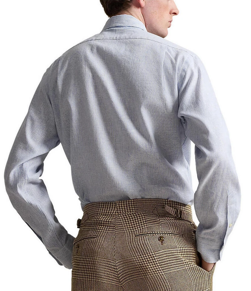 Polo Ralph Lauren Classic Fit Striped Stretch Linen Long Sleeve Woven Shirt