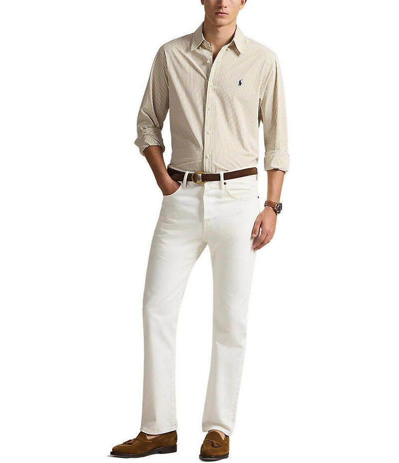 Polo Ralph Lauren Classic Fit Striped Stretch Poplin Long Sleeve Woven Shirt
