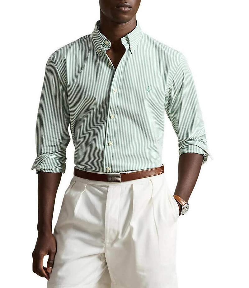 Polo Ralph Lauren Classic Fit Striped Stretch Poplin Long Sleeve Woven Shirt