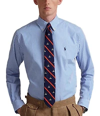 Polo Ralph Lauren Classic Fit Striped Stretch Poplin Long Sleeve Woven Shirt