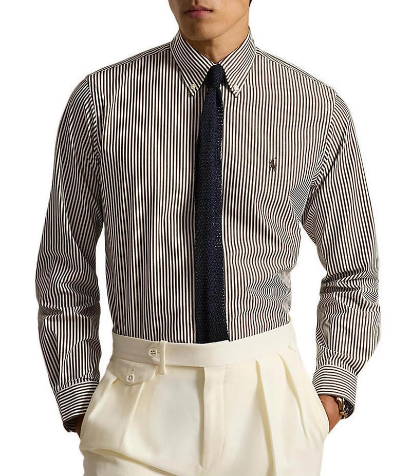 Polo Ralph Lauren Classic Fit Striped Stretch Poplin Long Sleeve Woven Shirt