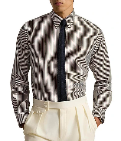 Polo Ralph Lauren Classic Fit Striped Stretch Poplin Long Sleeve Woven Shirt