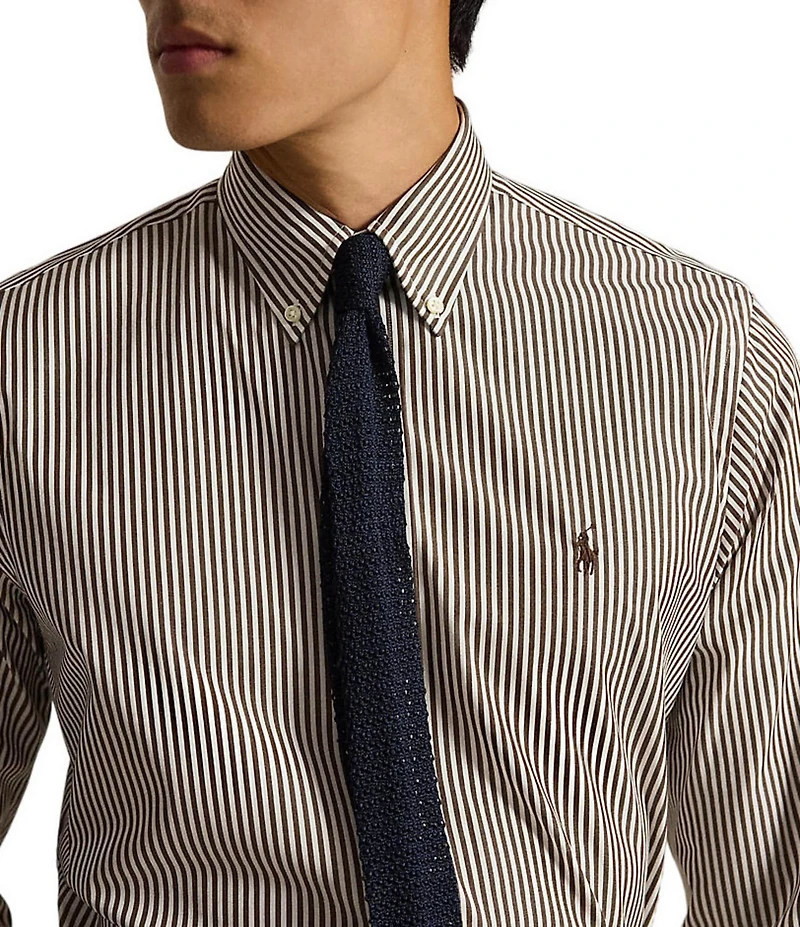 Polo Ralph Lauren Classic Fit Striped Stretch Poplin Long Sleeve Woven Shirt