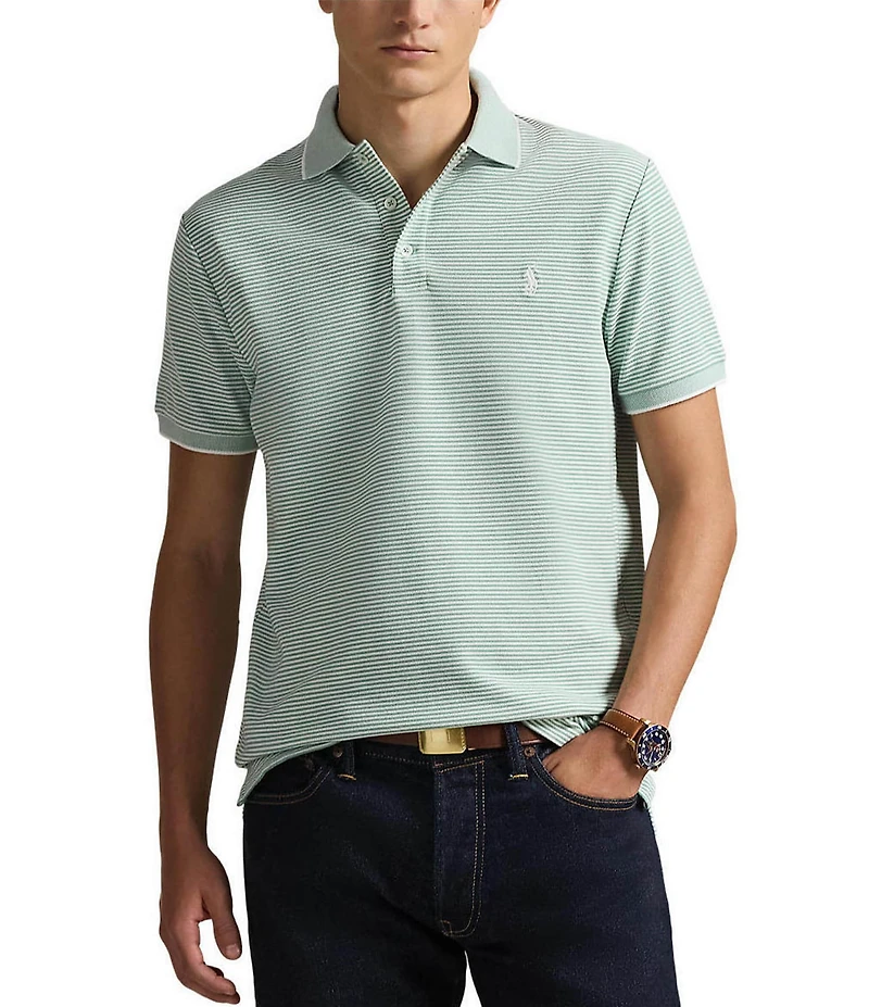 Polo Ralph Lauren Classic Fit Striped Tipped Stretch Mesh Short Sleeve Polo Shirt