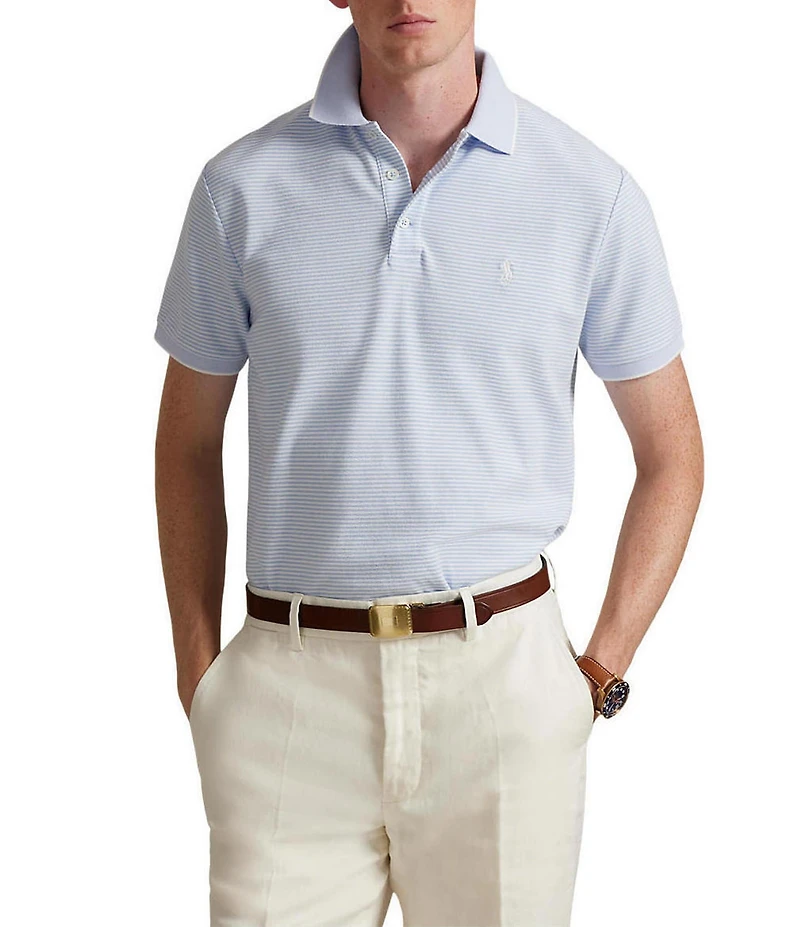 Polo Ralph Lauren Classic Fit Striped Tipped Stretch Mesh Short Sleeve Polo Shirt