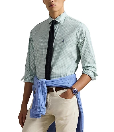 Polo Ralph Lauren Classic Fit Twill Gingham Performance Stretch Long Sleeve Woven Shirt