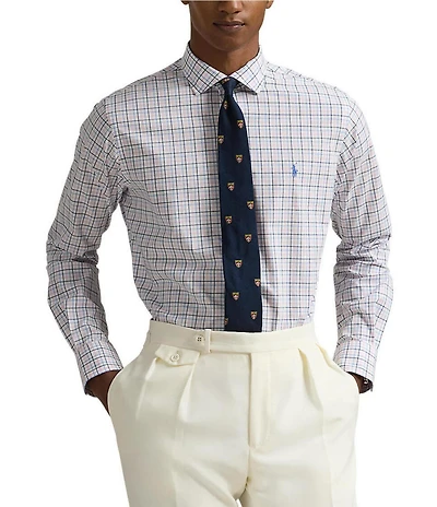 Polo Ralph Lauren Classic Mini Plaid Stretch Poplin Long Sleeve Woven Shirt
