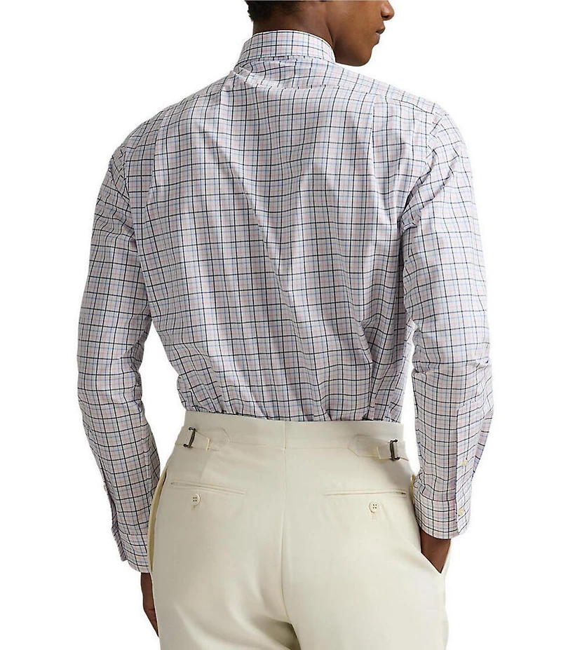 Polo Ralph Lauren Classic Mini Plaid Stretch Poplin Long Sleeve Woven Shirt