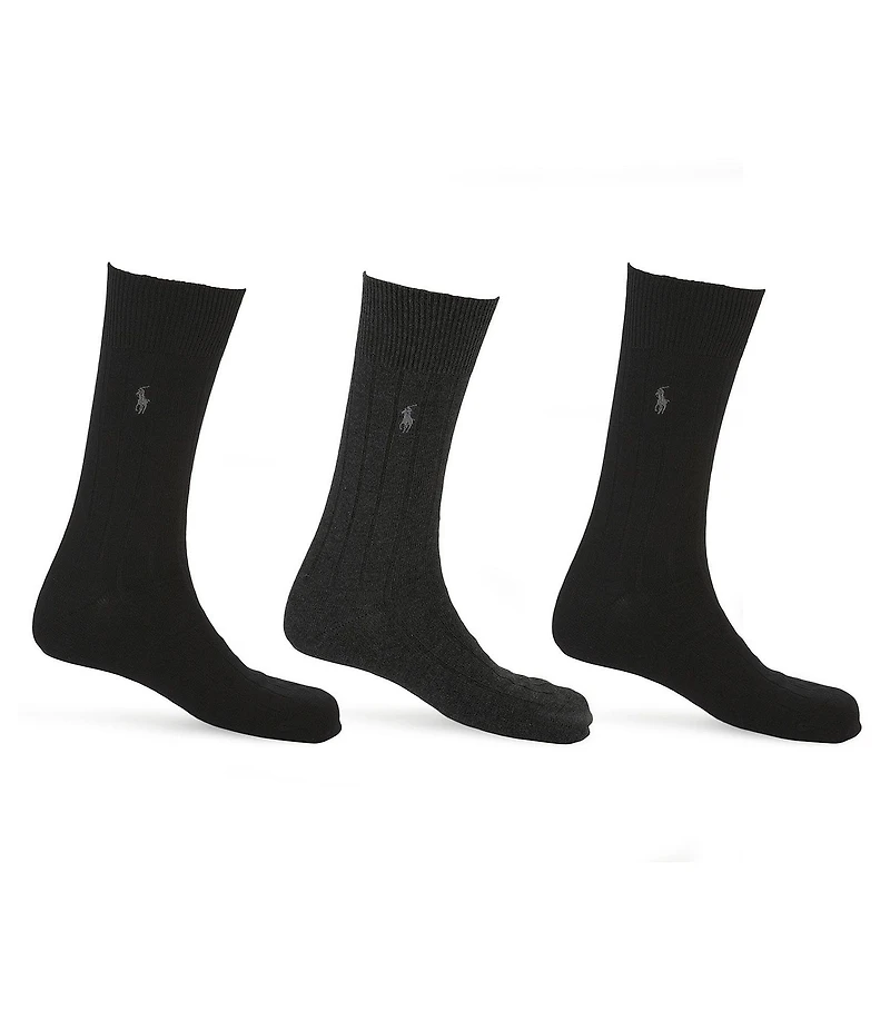 Polo Ralph Lauren Combed Assorted Color Cotton Dress Socks 3-Pack