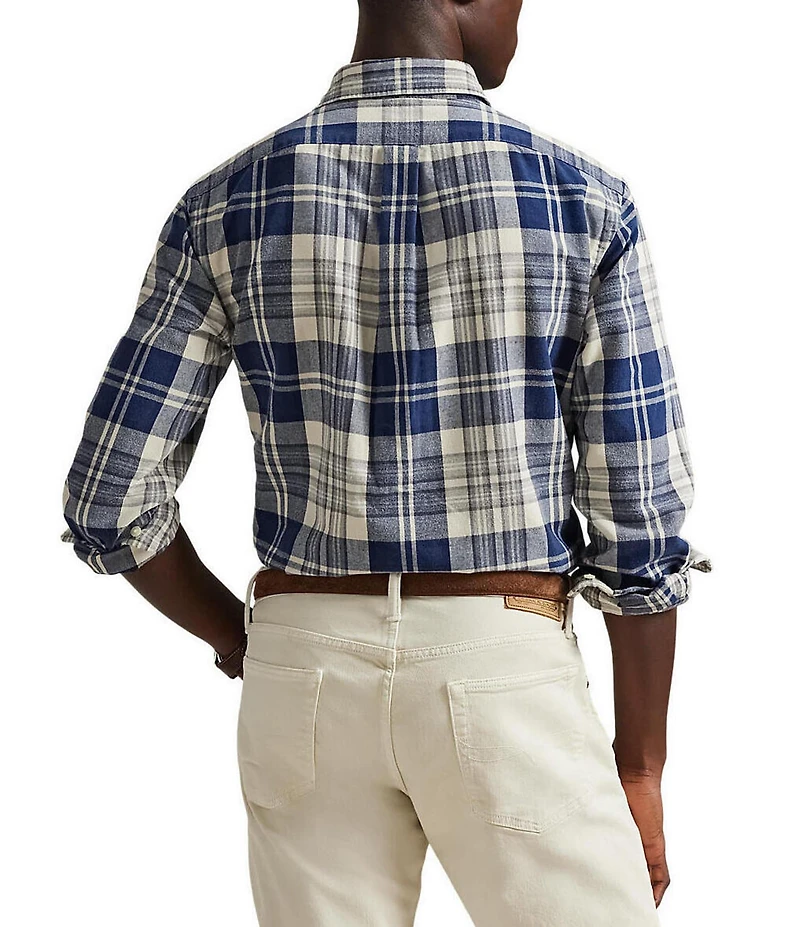 Polo Ralph Lauren Custom Fit Plaid Brushed Oxford Long Sleeve Woven Shirt