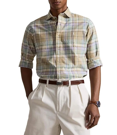 Polo Ralph Lauren Custom Fit Plaid Oxford Long Sleeve Woven Shirt