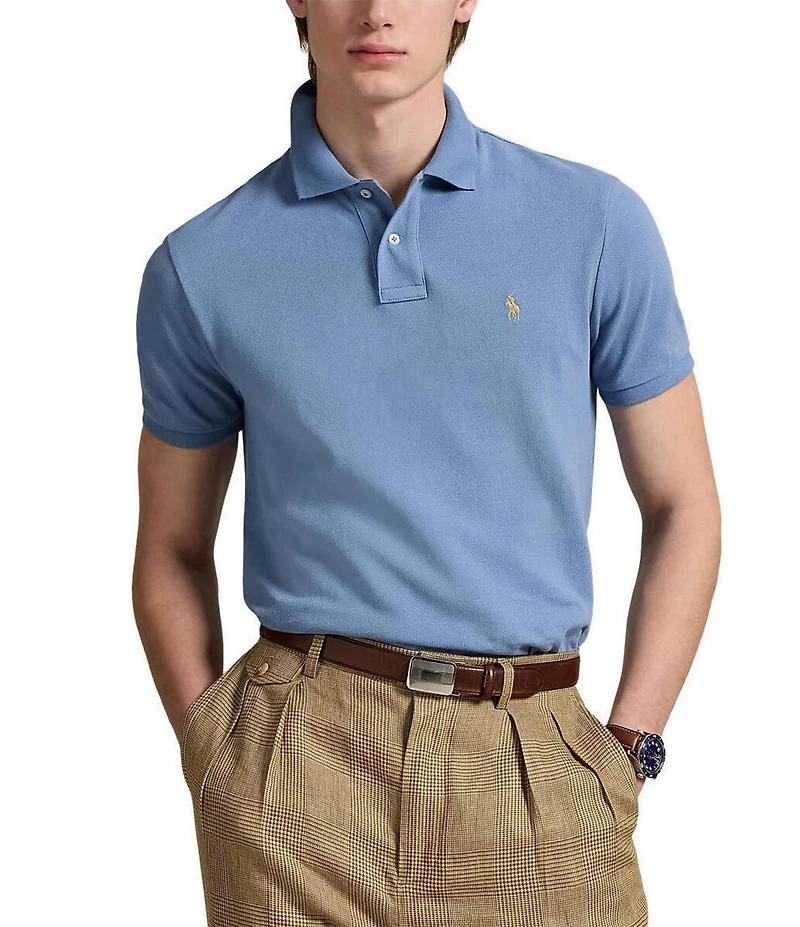 Polo Ralph Lauren Custom Slim Fit Solid Mesh Polo Shirt