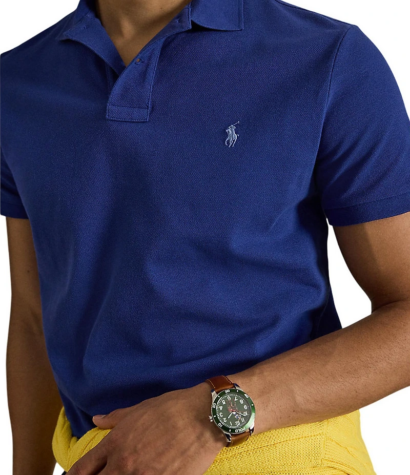 Polo Ralph Lauren Custom Slim Fit Solid Mesh Polo Shirt