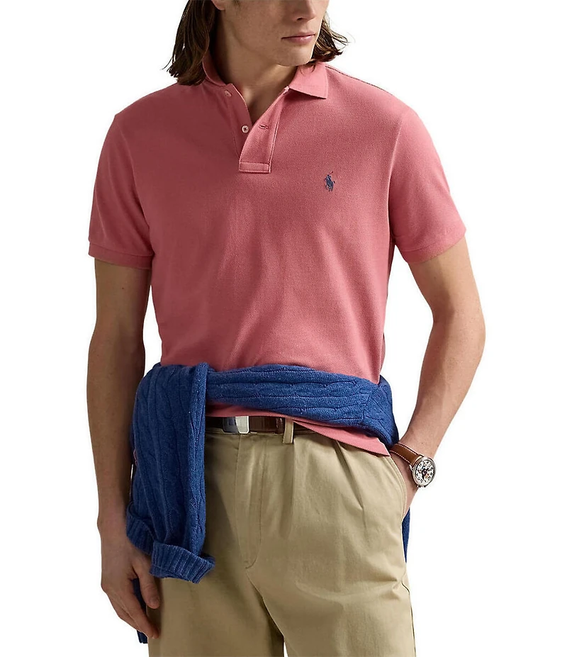 Polo Ralph Lauren Custom Slim Fit Solid Mesh Polo Shirt