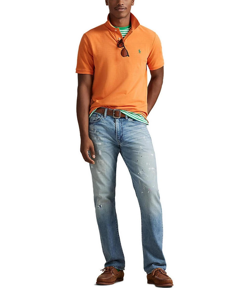 Polo Ralph Lauren Custom Slim Fit Solid Mesh Polo Shirt