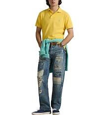 Polo Ralph Lauren Custom Slim Fit Solid Mesh Polo Shirt