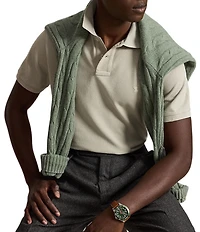 Polo Ralph Lauren Custom Slim Fit Solid Mesh Polo Shirt