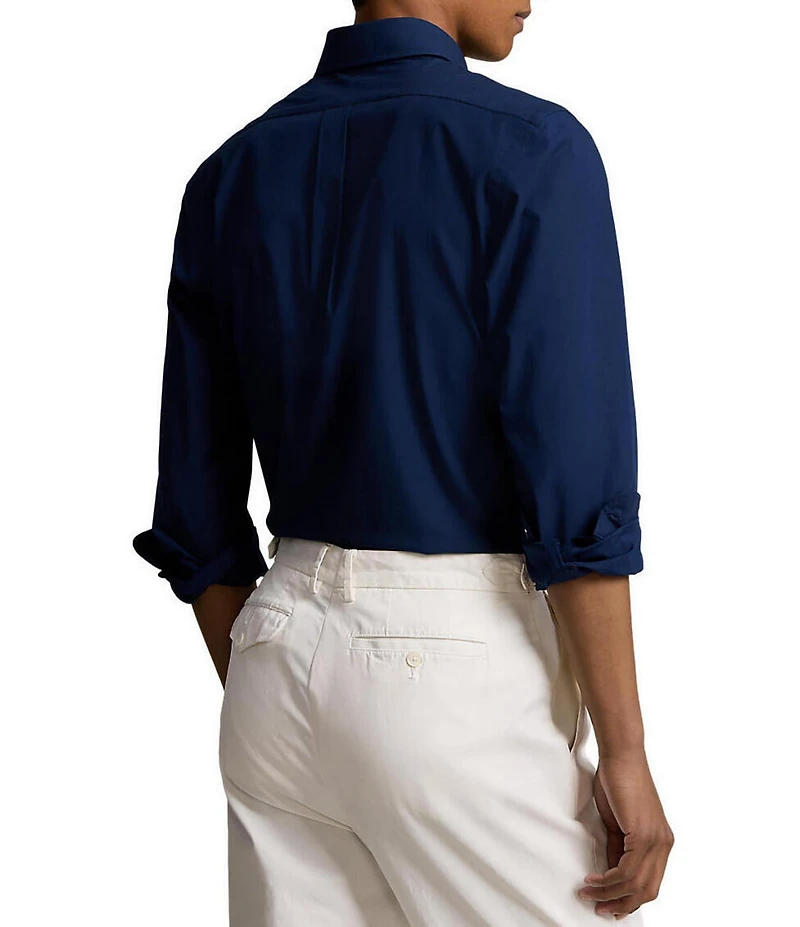 Polo Ralph Lauren Custom Fit Solid Stretch Poplin Long Sleeve Woven Shirt
