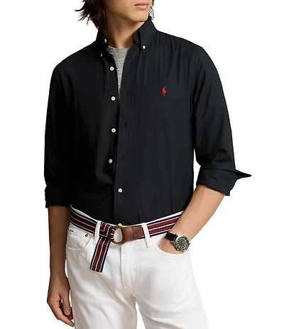 Polo Ralph Lauren Custom Fit Solid Stretch Poplin Long Sleeve Woven Shirt