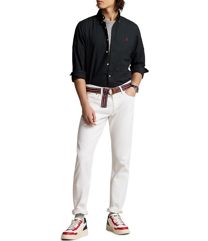 Polo Ralph Lauren Custom Fit Solid Stretch Poplin Long Sleeve Woven Shirt